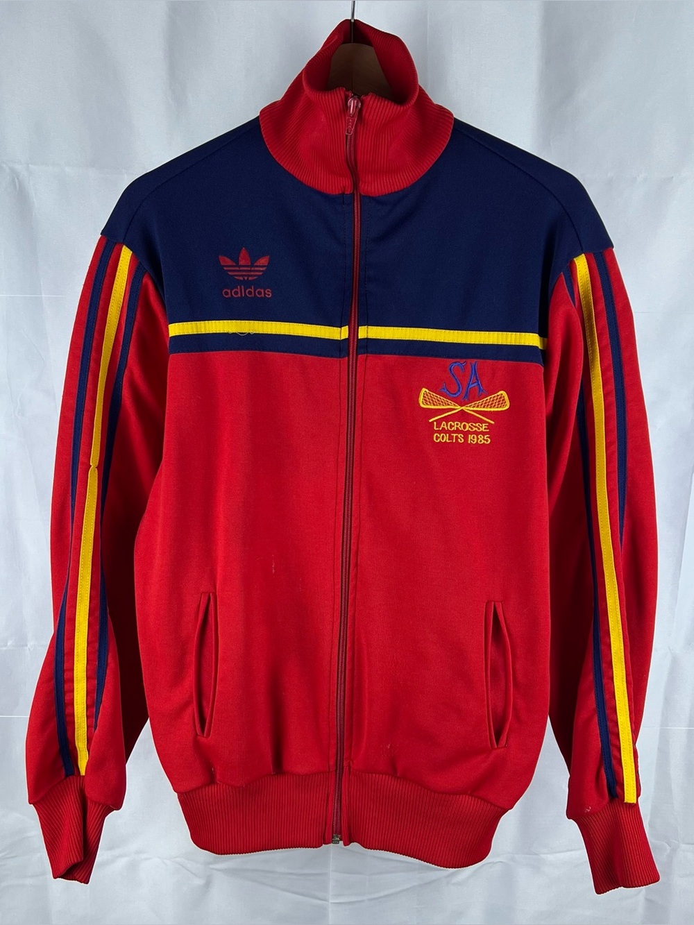 Vintage 80s Adidas Track Jacket Mens Large Red